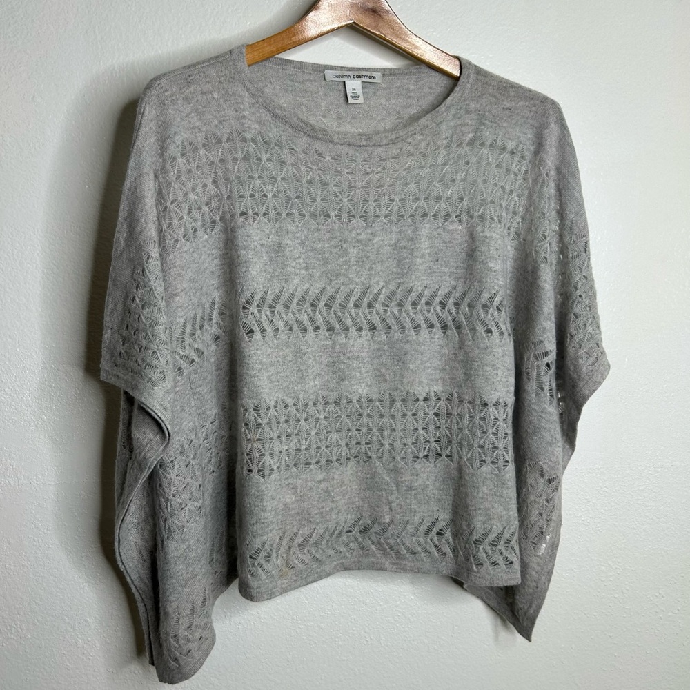 Autumn Cashmere 100% Cashmere Gray Short Sleeve Loose Fit Blouse Size XS